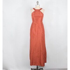 Raoul Burnt Orange Silk Open Back Gown